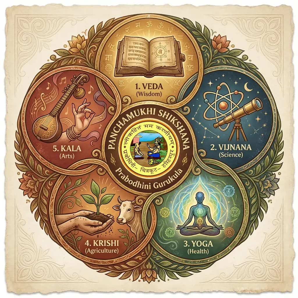 Panchamukhi Shikshana - Five pillars of education diagram